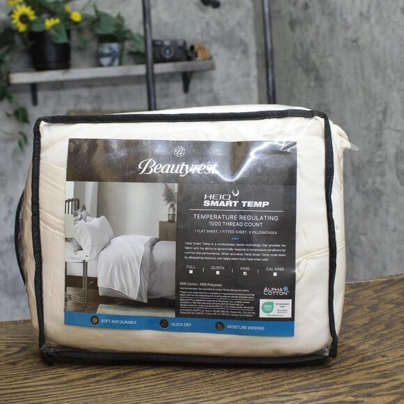 Beautyrest Smart Temperature Cotton Blend 4-Piece Sheet Set Ivory Off White King - Picture 1 of 10